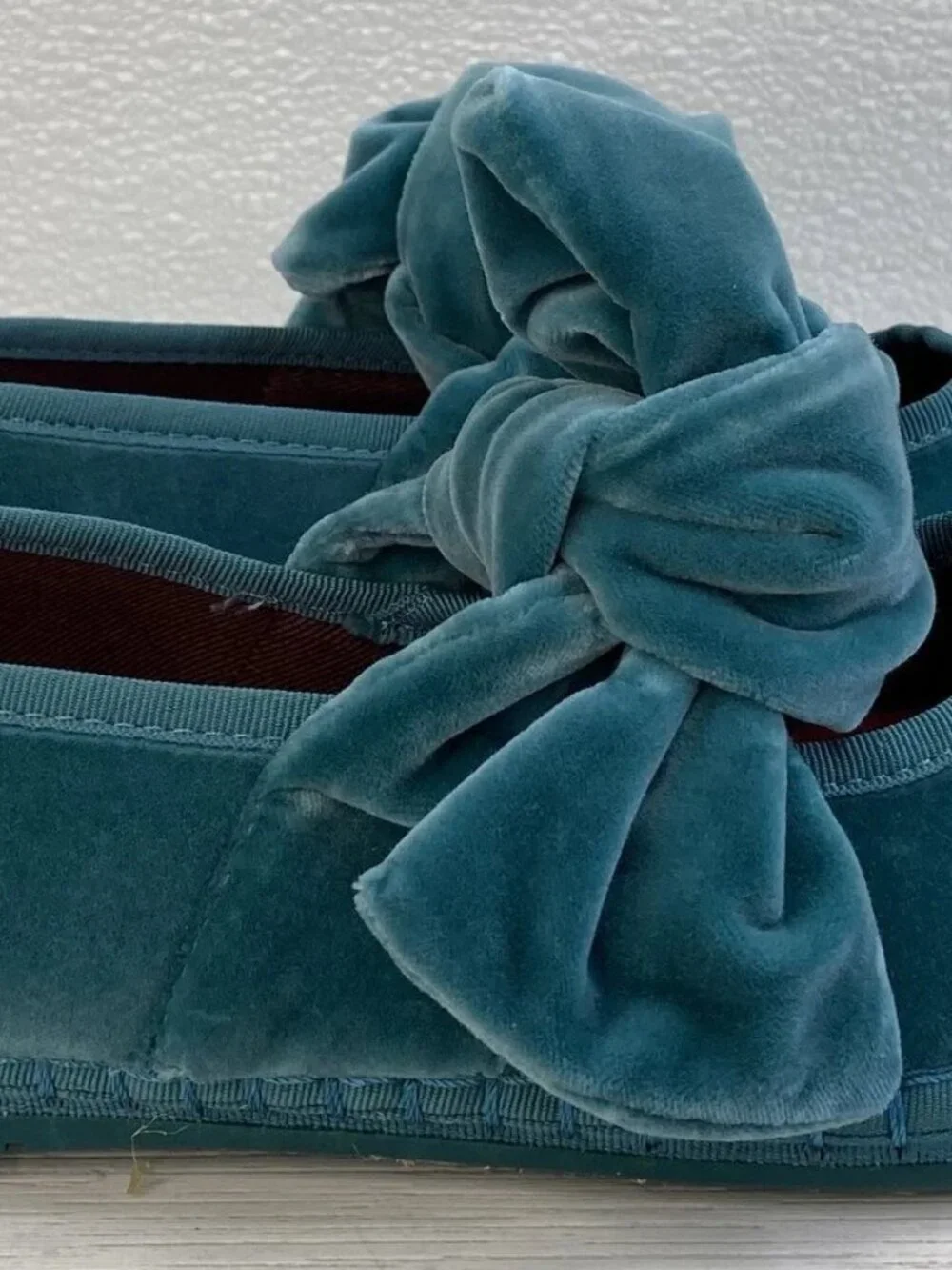 Flabelus Lady Lyra Women's Size US9-9.5 EU40 Velvet Teal Green Casual Bow Flats